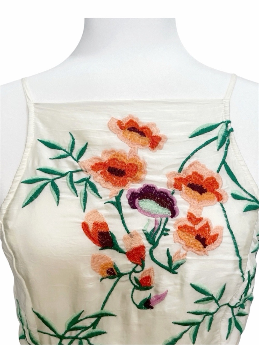Urban Outfitters Phoenix Embroidered Midi Dress Ivory Butterfly Floral Size S - Picture 4 of 13